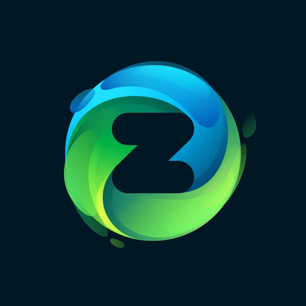 Milieuvriendelijk Letter Logo Een Wervelgroene Cirkel Negatieve Ruimte Stijl Icoon — Stockvector