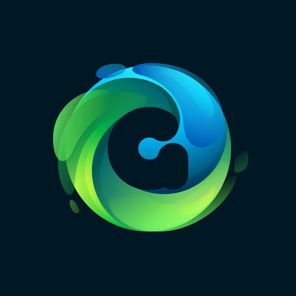 Miljövänlig Bokstav Logotyp Inuti Virvel Grön Cirkel Negativ Rymd Stil — Stock vektor