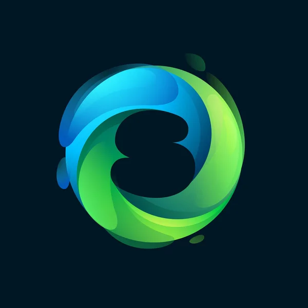 Екологічно Чистий Логотип Літери Всередині Зеленого Кола Негативна Піктограма Стилю — стоковий вектор