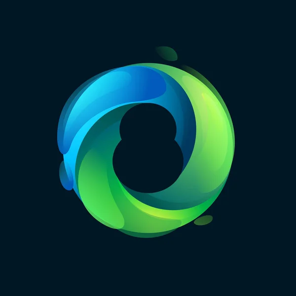 Milieuvriendelijk Nummer Acht Logo Een Wervelgroene Cirkel Negatieve Ruimte Stijl — Stockvector