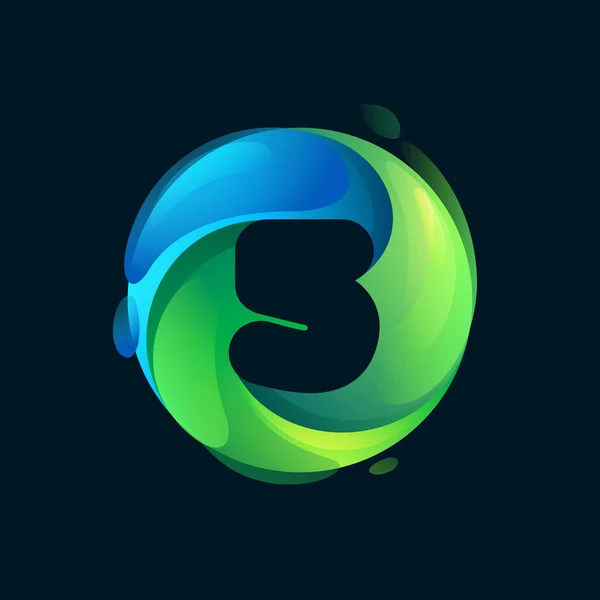 Экологически Чистый Логотип Номер Пять Внутри Круглого Зелёного Круга Иконка — стоковый вектор