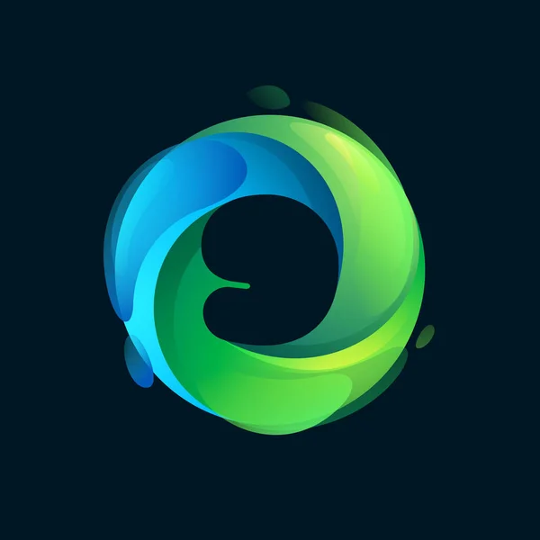 Umweltfreundliches Logo Nummer Neun Innerhalb Eines Wirbelnden Grünen Kreises Negative — Stockvektor