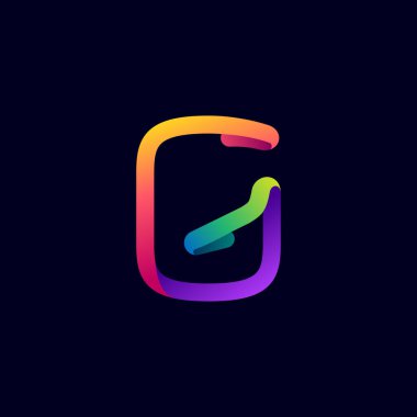 Çok renkli neon çizgisinden yapılmış G harfi logosu. Multimedya etiketleri, gece hayatı manşetleri, sinema posterleri, kumarhane reklamları için parlak simge vs..