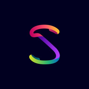 S harfi logosu çok renkli neon çizgisinden yapılmış. Multimedya etiketleri, gece hayatı manşetleri, sinema posterleri, kumarhane reklamları için parlak simge vs..