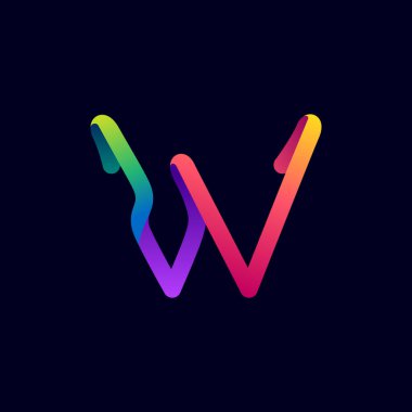 W harfi logosu çok renkli neon çizgisinden yapılmış. Multimedya etiketleri, gece hayatı manşetleri, sinema posterleri, kumarhane reklamları için parlak simge vs..