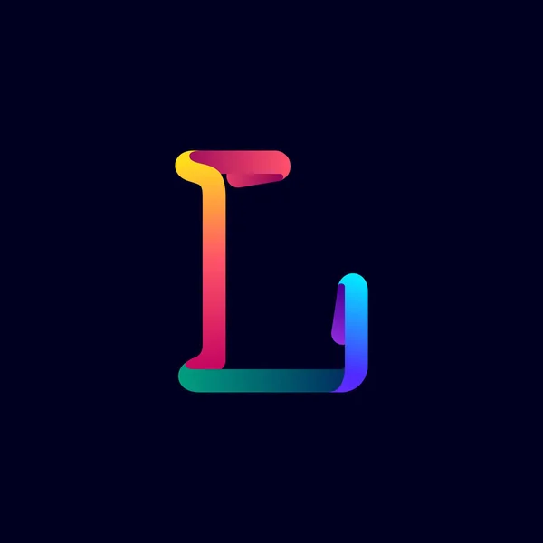 Letter Logo Gemaakt Van Multicolor Gradiënt Neon Lijn Vector Helder — Stockvector