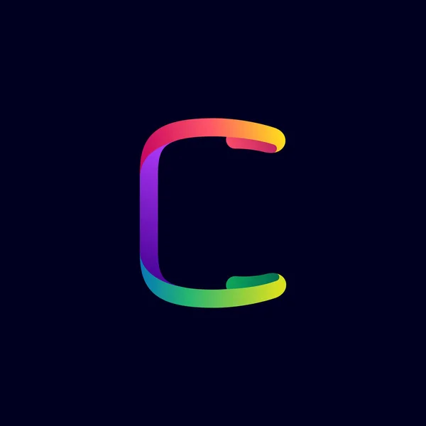 Logo Lettre Ligne Néon Dégradé Multicolore Icône Lumineuse Vectorielle Pour — Image vectorielle