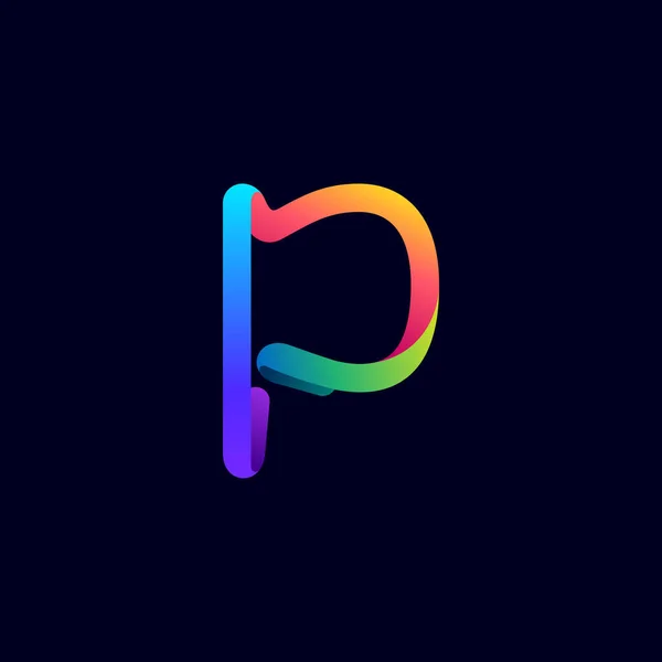 Letter Logo Gemaakt Van Multicolor Gradiënt Neon Lijn Vector Helder — Stockvector