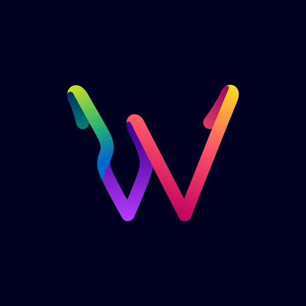 Logotipo Letra Hecha Línea Neón Gradiente Multicolor Vector Icono Brillante — Vector de stock