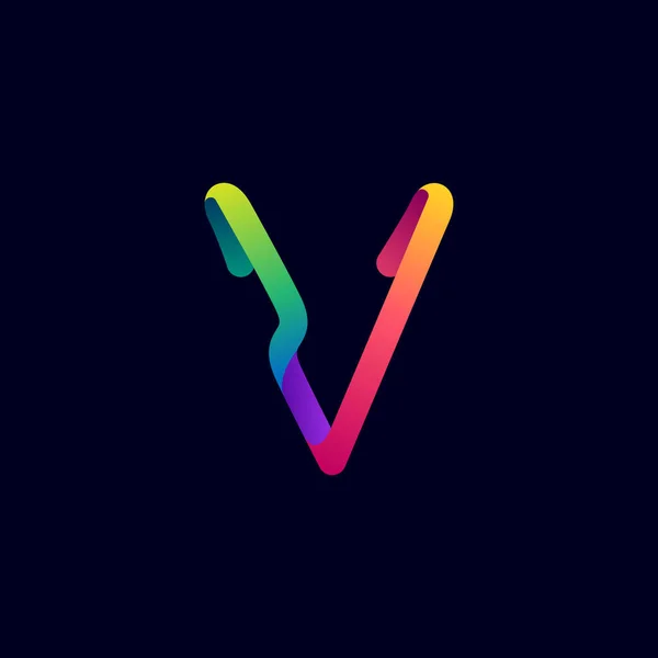 Logotipo Letra Feito Linha Néon Gradiente Multicolor Ícone Vetor Brilhante —  Vetores de Stock