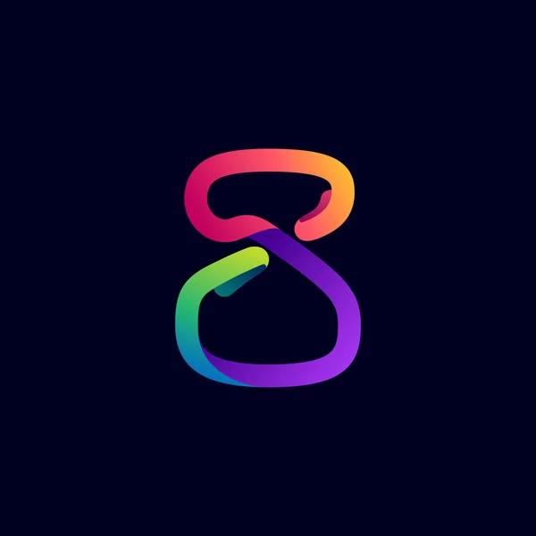 Number Eight Logo Made Multicolor Gradient Neon Line Vector Bright — Stock Vector