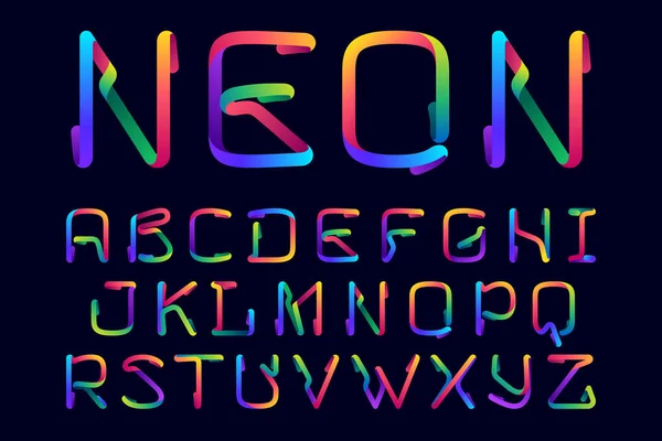 Alfabet Gemaakt Van Multicolor Gradiënt Neon Lijn Vector Helder Pictogram — Stockvector