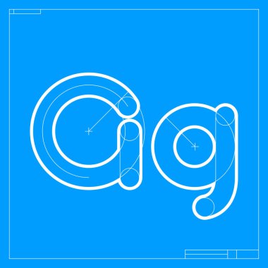 İnşaat çizgileri olan G harfinin taslağı. Şirket kimliği, mimarlık dergisi, geometrik posterler için vektör yazı tipi.