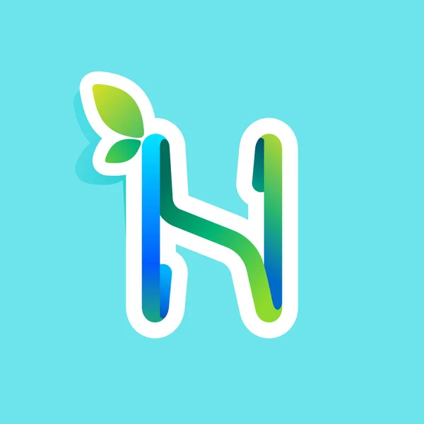 Lettre Flux Ligne Éco Logo Avec Des Feuilles Vertes Icône — Image vectorielle
