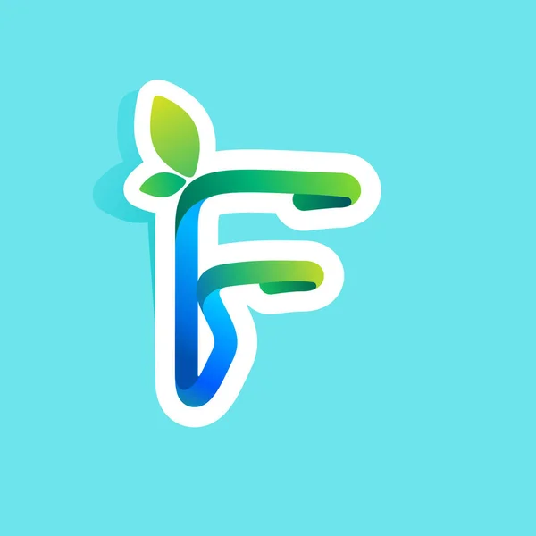 Letra Linha Fluxo Logotipo Eco Com Folhas Verdes Ícone Verde — Vetor de Stock