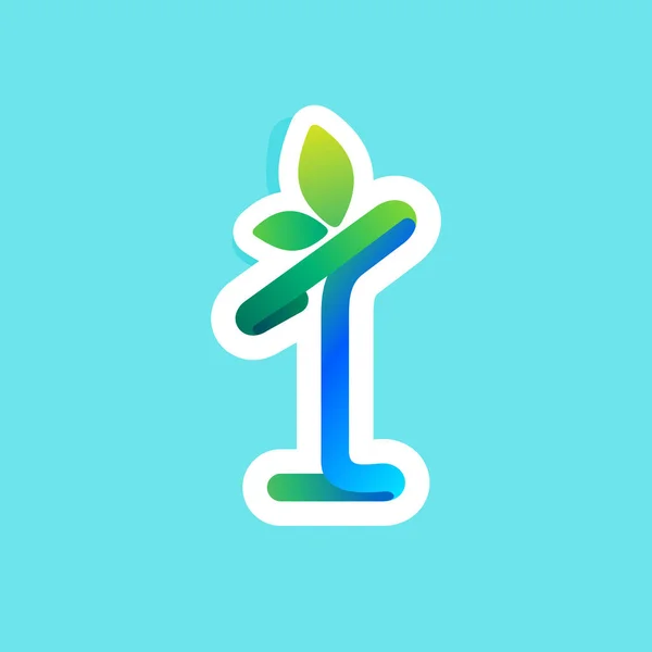 Número Linha Fluxo Logotipo Eco Com Folhas Verdes Ícone Verde —  Vetores de Stock