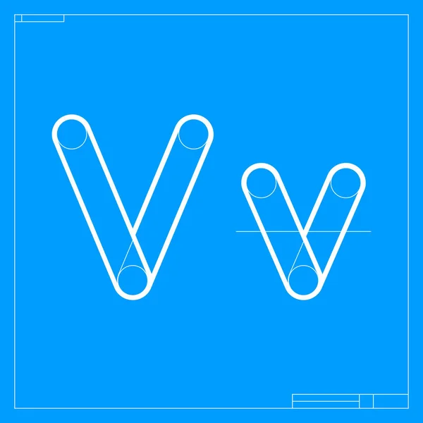Blueprint Sketch Letter Logo Construction Lines Vector Font Building Company — Stock Vector