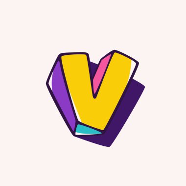 İmkansız izometrik şekillere dayalı V harfi logosu. Çocuk etiketleri, markalaşma, şirin doğum günü posterleri vs. için mükemmel..