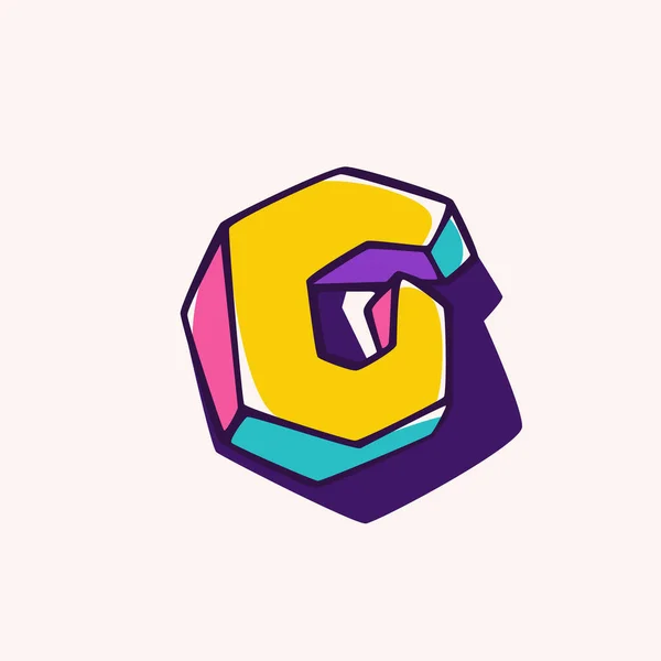 Logotipo Letra Estilo Das Crianças Cúbicas Com Base Formas Isométricas — Vetor de Stock