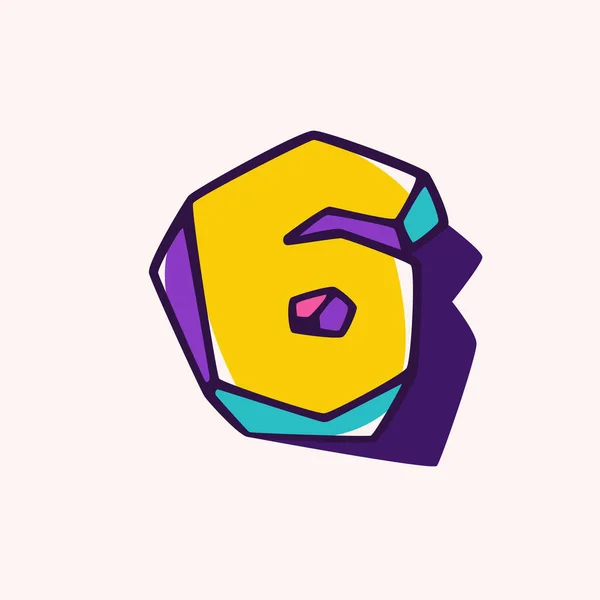 Logotipo Número Seis Estilo Crianças Cúbicas Com Base Formas Isométricas — Vetor de Stock