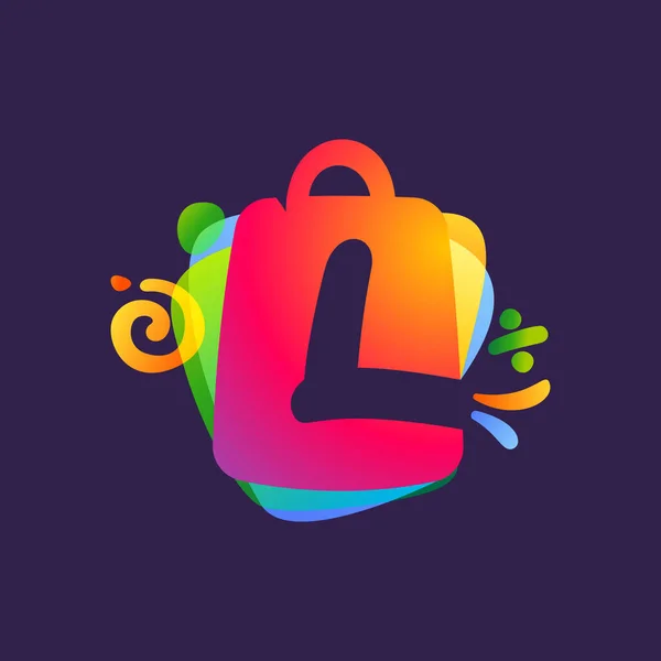 Logotipo Letra Con Bolsa Compras Iconos Venta Plantilla Vectorial Perfecta — Vector de stock