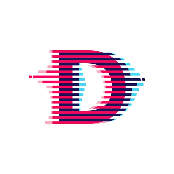 鮮やかなライングリッチ効果を持つD文字のロゴ ベクターフォントは ナイトライフラベル 表情豊かなゲーム画面 電子的アイデンティティに最適です — ストックベクタ