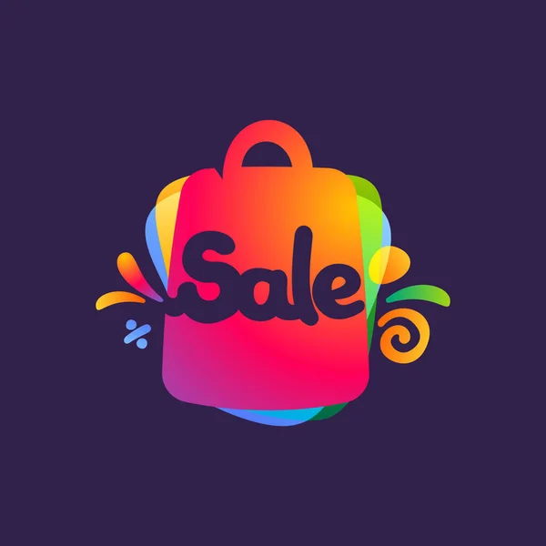 Sale Lettering Shopping Bag Icon Vector Template Perfect Use Your — Stock Vector