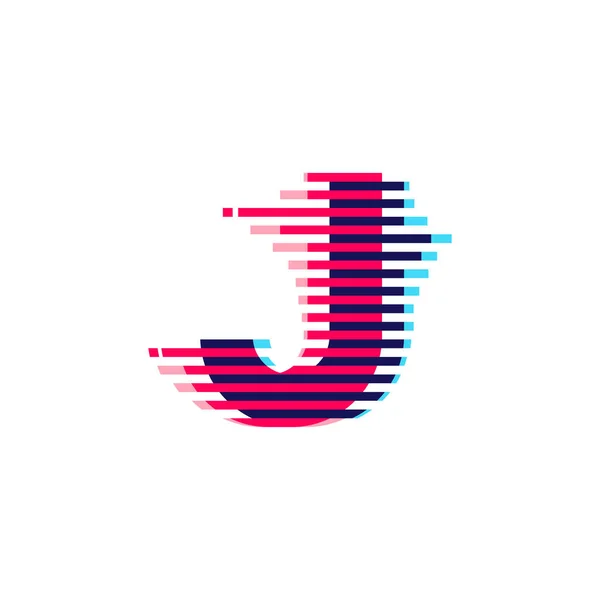 活気のあるライングリッチ効果を持つJ文字のロゴ ベクターフォントは ナイトライフラベル 表情豊かなゲーム画面 電子的アイデンティティに最適です — ストックベクタ