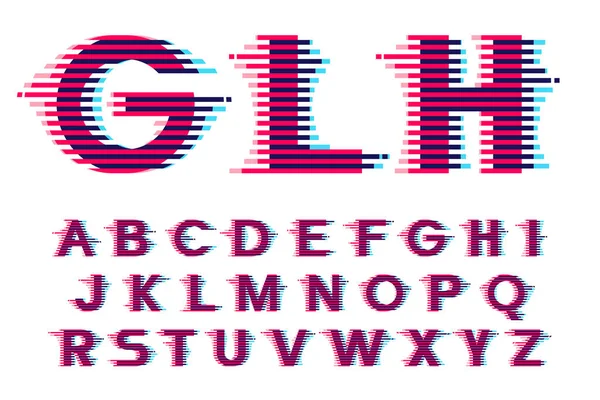 Alfabet Met Levendige Lijn Glitch Effect Vector Lettertype Perfect Gebruiken — Stockvector