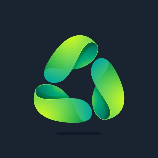 Λογότυπο Τριγώνου Οικολογίας Από Στριμμένα Πράσινα Φύλλα Ιδανικό Για Οργανικό — Διανυσματικό Αρχείο