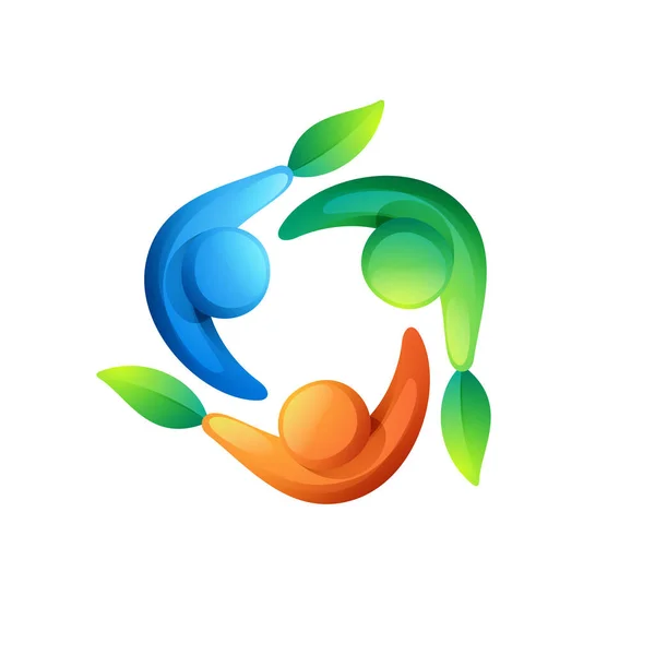Logo Von Menschlichen Grünen Blättern Perfekt Für Ihr Bio Emblem — Stockvektor