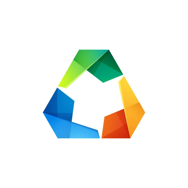 抽象三角形ベクトルロゴ 3巻は無限ロゴタイプをループ化した 無限ループ アプリケーション 会社のロゴまたはウェブサイトのアイコン — ストックベクタ