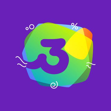 Flaş satış indirimi için üç numaralı logo. Web pankartı tasarımlarınız için modaya uygun tanıtım şablonu, kapalı gişe reklamları, perakende posterleri, özel teklif pankartları.