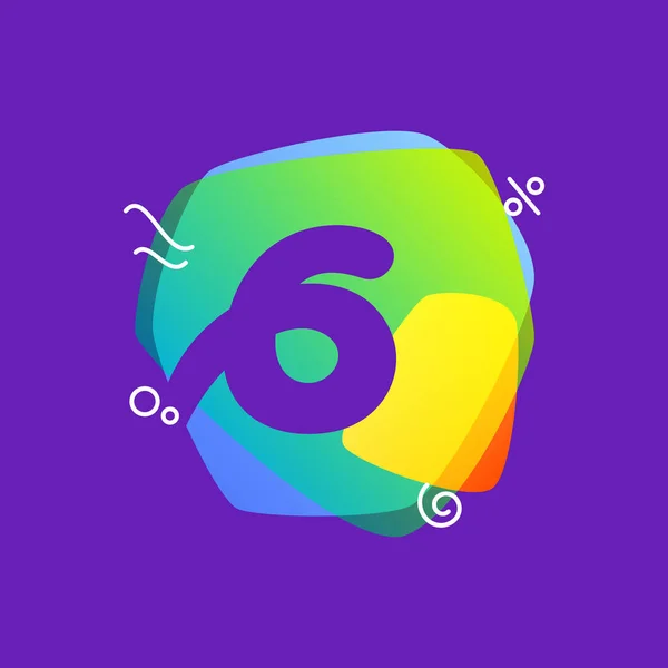 Logo Číslo Šest Pro Slevu Bleskového Prodeje Módní Propagační Šablona — Stockový vektor