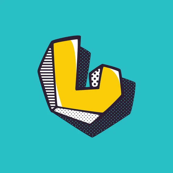 Retro Letter Logo Met Polka Stip Gestreept Patroon Aan Zijkanten — Stockvector