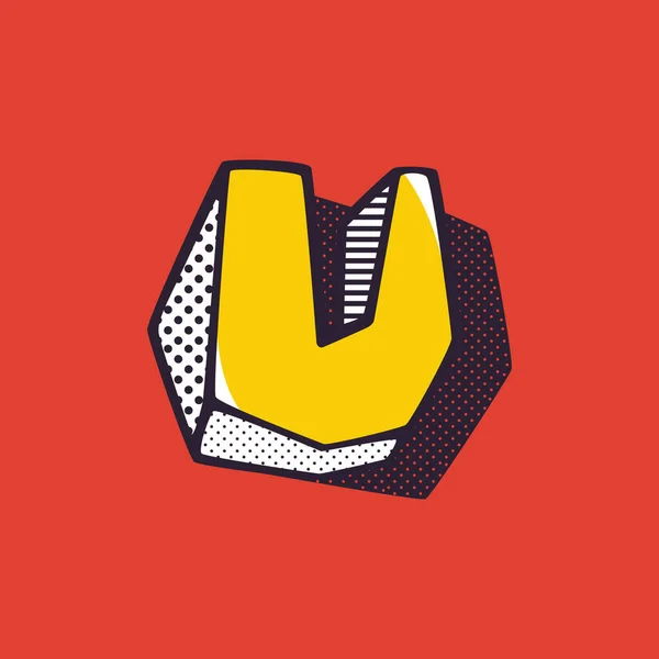 Логотип Retro Буква Полькой Dot Полосатым Узором Бокам Векторный Изометрический — стоковый вектор
