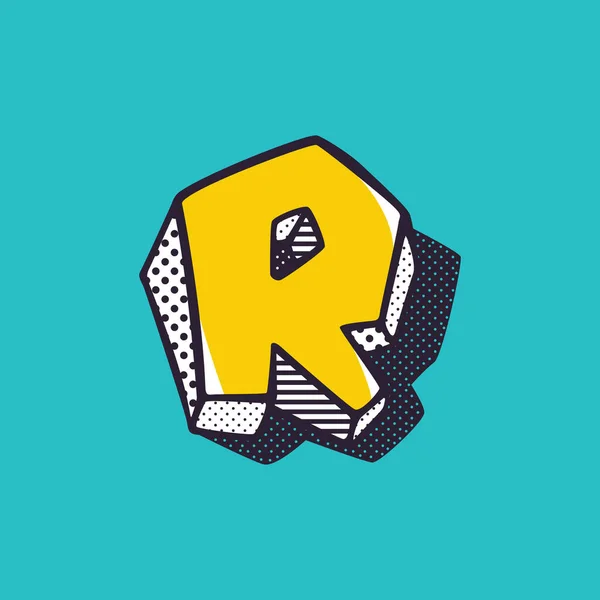 Retro Letter Logo Polka Dot Striped Pattern Boards Векторный Изометрический — стоковый вектор