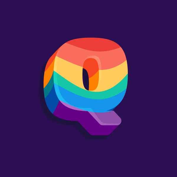 プライドLgbtqフラグパターンのQ文字ボリュームロゴ ベクトルイラストあなたの虹のアイデンティティに最適です トランスジェンダーのバナー ゲイやレズビアンのポスター バイセクシャルデザイン — ストックベクタ