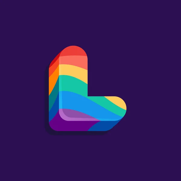 プライドLgbtqフラグパターン付きL文字ボリュームロゴ ベクトルイラストあなたの虹のアイデンティティに最適です トランスジェンダーのバナー ゲイやレズビアンのポスター バイセクシャルデザイン — ストックベクタ