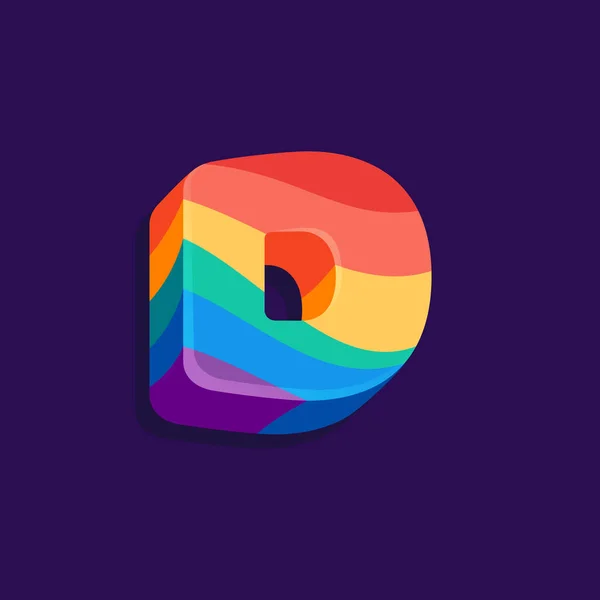 プライドLgbtqフラグパターン付きD文字ボリュームロゴ ベクトルイラストあなたの虹のアイデンティティに最適です トランスジェンダーのバナー ゲイやレズビアンのポスター バイセクシャルデザイン — ストックベクタ