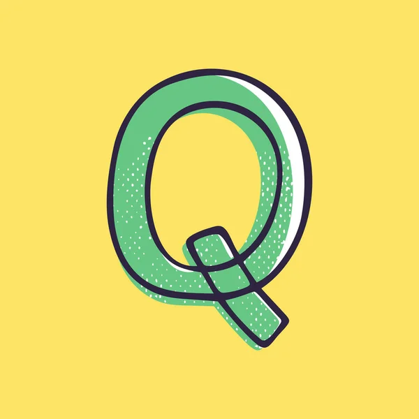 キッズスタイルの文字Qのロゴは ペイントシフト効果のあるマーカーで手描き 楽しいゾーンの装飾のためのベクトル漫画の書体 子供のコラージュ おもちゃの会社 かわいいアートポスターなど — ストックベクタ