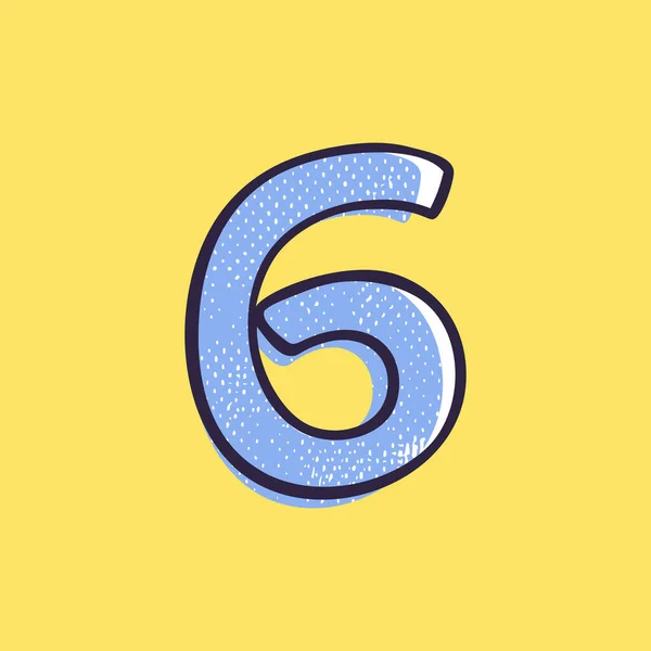 Dětský Styl Číslo Šest Logo Ručně Kreslené Fixem Efektem Posunu — Stockový vektor