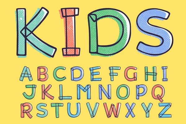 Kid Stil Alphabet Handgezeichnet Mit Einem Marker Mit Farbe Shift — Stockvektor