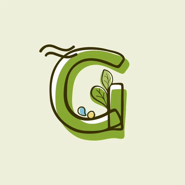 Eco Style Γράμμα Λογότυπο Ζωγραφισμένο Στο Χέρι Μαρκαδόρο Εφέ Μετατόπισης — Διανυσματικό Αρχείο
