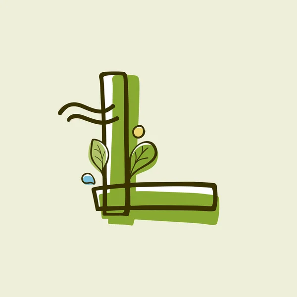 Letra Estilo Ecológico Logo Dibujado Mano Con Marcador Con Efecto — Archivo Imágenes Vectoriales