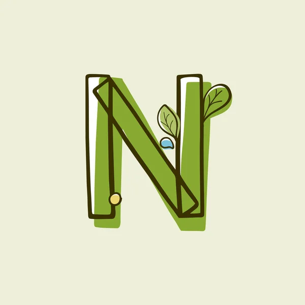 Letra Estilo Ecológico Logo Dibujado Mano Con Marcador Con Efecto — Vector de stock