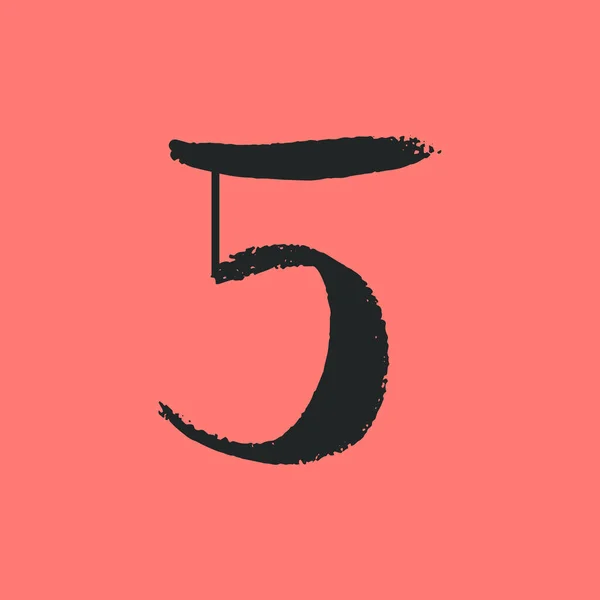 Numéro Cinq Avec Coup Pinceau Sec Serif Fonte Vintage Avec — Image vectorielle