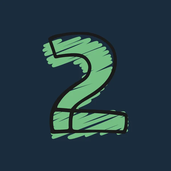 Logo Číslo Dvě Ručně Kreslené Plstěným Hrotem Značkovacími Tahy Perfektní — Stockový vektor