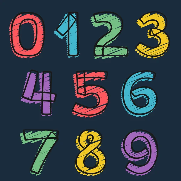 Numbers Set Hand Drawn Felt Tip Marker Strokes Perfect Use — Stock Vector