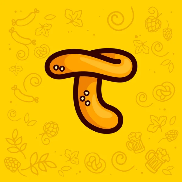 Letra Logotipo Feito Pretzel Desenhado Mão Com Padrão Oktoberfest Fundo — Vetor de Stock